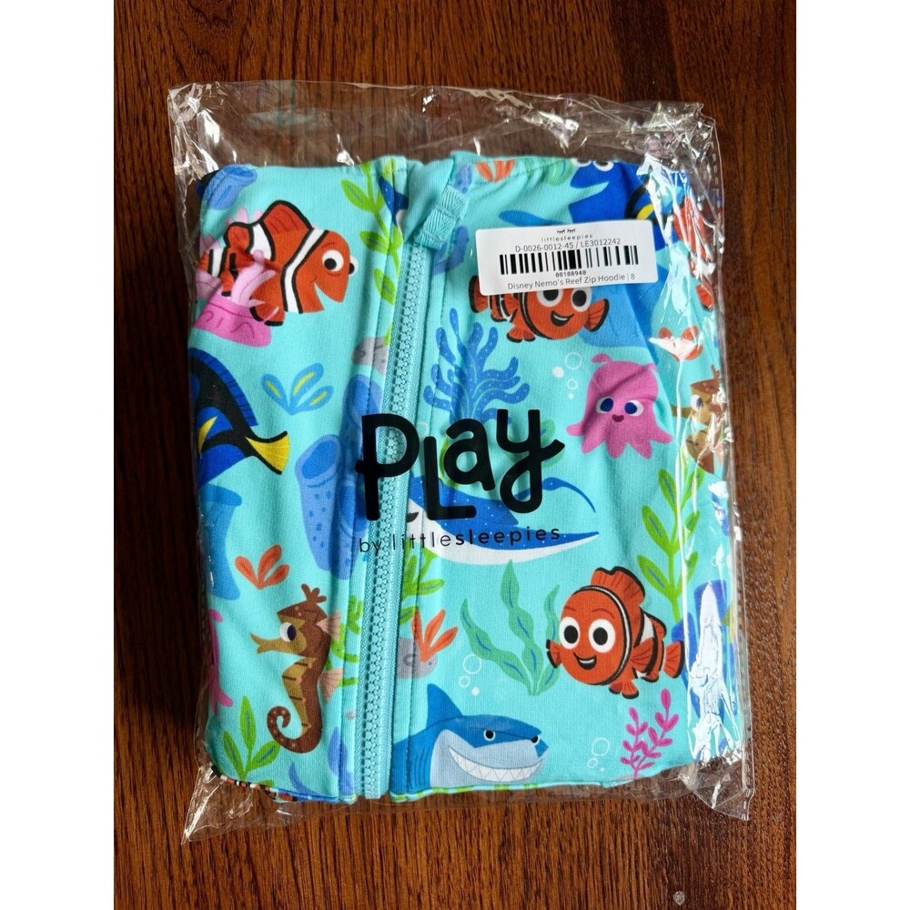 NEW Little Sleepies Disney Nemo's Reef Zip up kids Hoodie Sweatshirt size 8